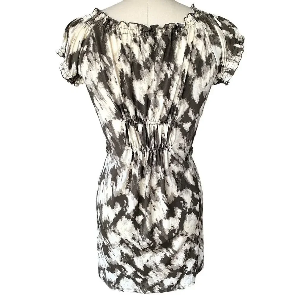 MICHAEL KORS Brown & White Tie Dye On/Off The Shoulders Dress ~ Women's MEDIUM P